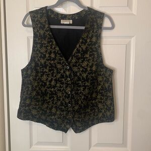 Vintage Women’s Stampede Black and Gold Floral Women's Cotton Western Vest | M
